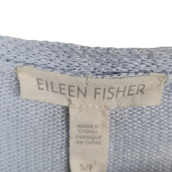Eileen Fisher Women's Cardigan Size S Small 100% Linen Light Blue‎ Open Front - Picture 4 of 5